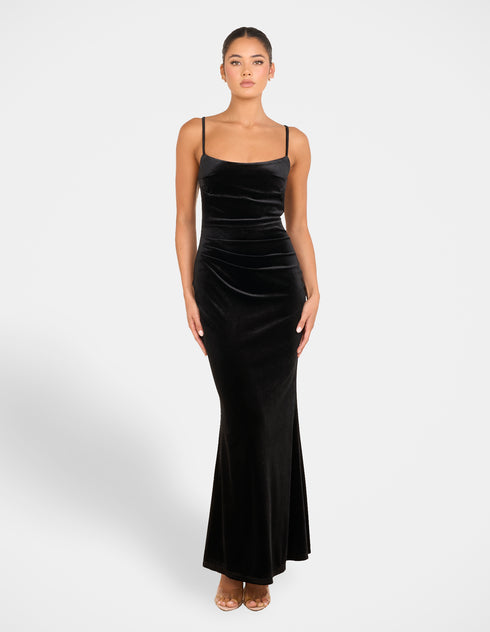 Bronie Cowl Neck Velvet Gown
